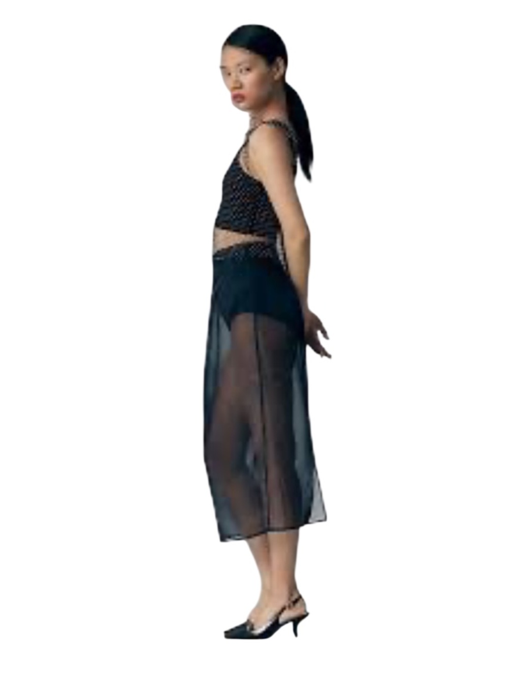 Sunday in Brooklyn Sheer Slit Midi Skirt Black Organza Size Small NWOT - Picture 4 of 11